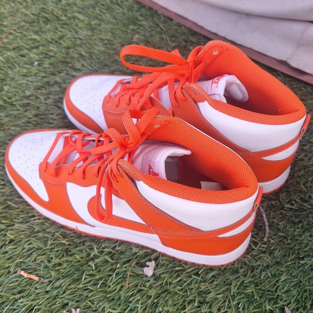 Nike Dunk Syracuse High Top 12 Men's Orange Blaze and White Sneakers DD1399-101 - Picture 3 of 14